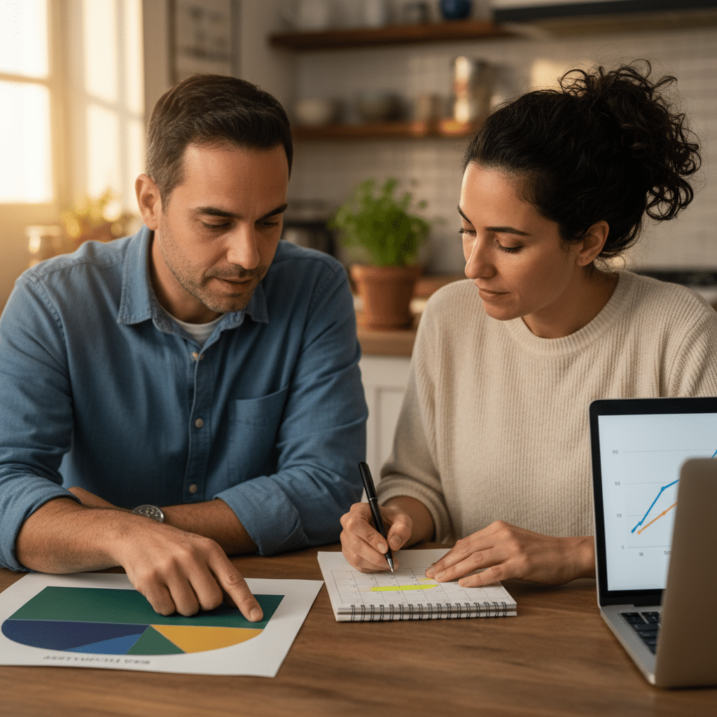 טבלת אקסל עם חלוקה אסטרטגית של תיק השקעות בין מניות ואגח